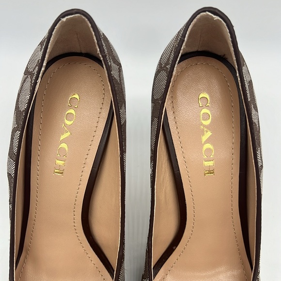 Coach Skyler Monogram Jacquard Pumps Oak Maple - Picture 9 of 15